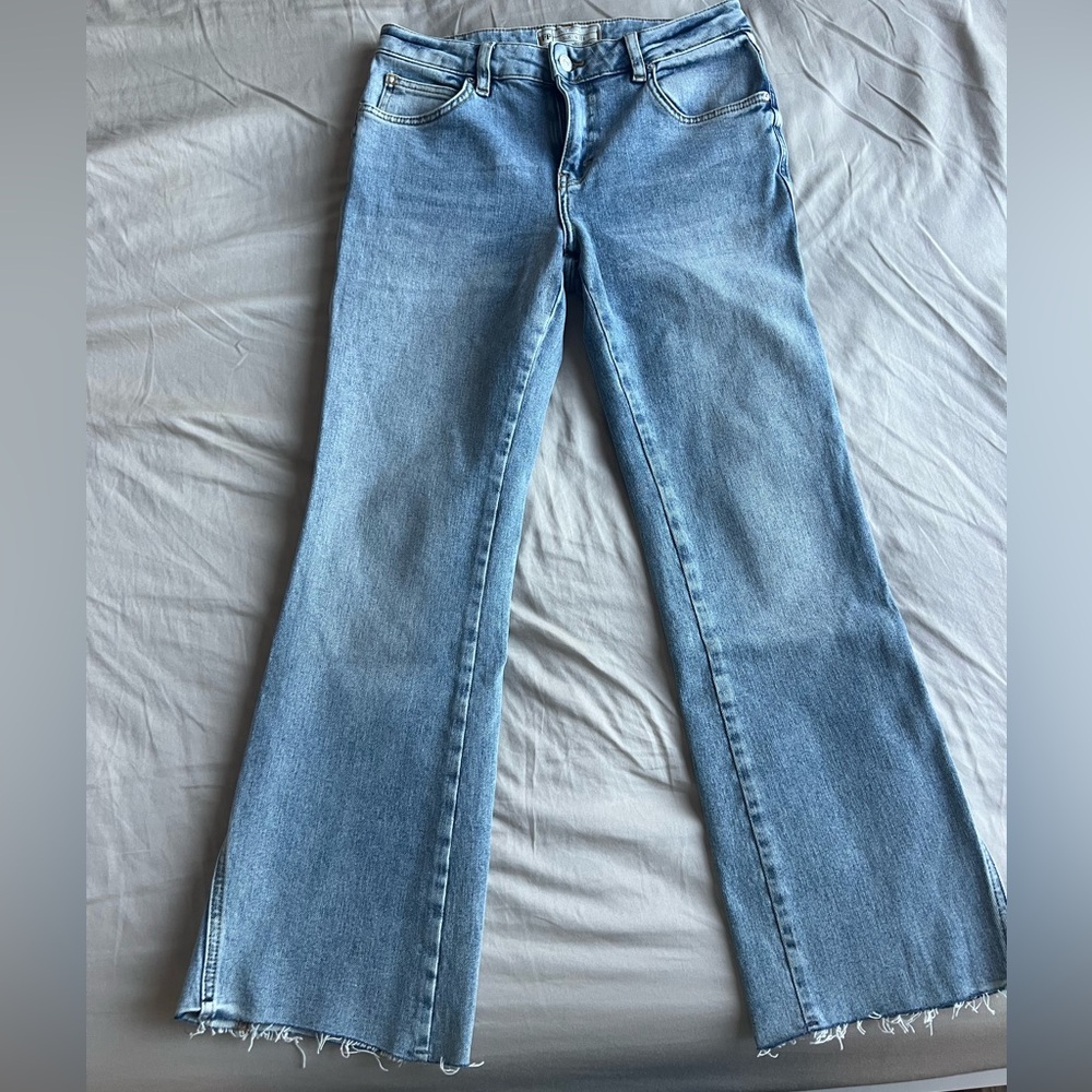 Free People Light Blue Straight Leg Flared Jeans